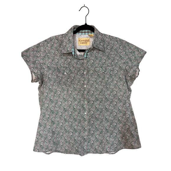Cowgirl Legend Western Shirt XL Short Sleeve Snap Front Western Pattern - Picture 1 of 6